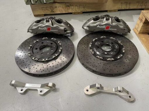 Genuine Audi carbon ceramic 6 pots calipers caliper disc and dog bone full set 185 1